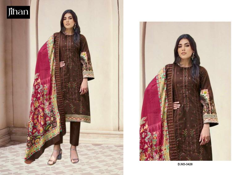 Jihan 3428 Chiffon Dupatta Pakistani Suit Wholesale Catalog