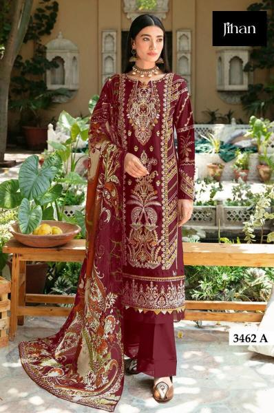 Jihan Riwayat Luxury 3462 Chiffon Dupatta Pakistani Suit Wholesale Catalog