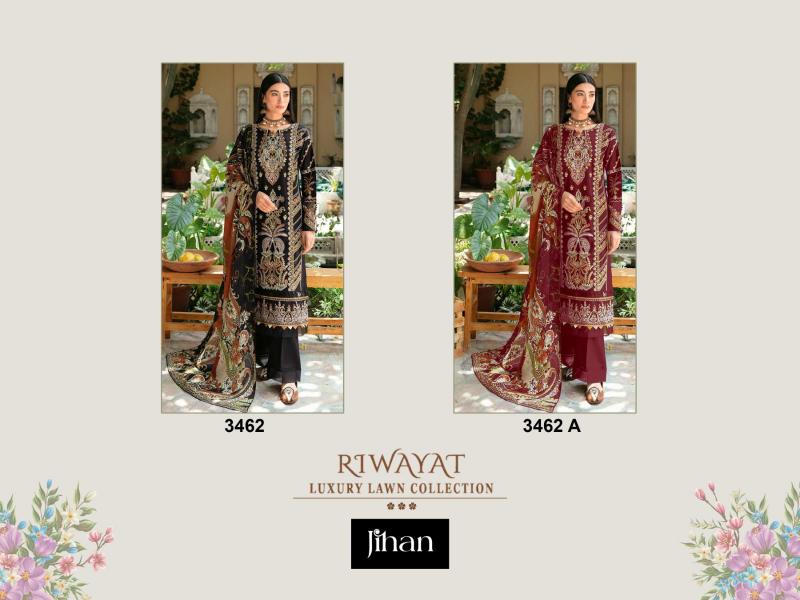 Jihan Riwayat Luxury 3462 Chiffon Dupatta Pakistani Suit Wholesale Catalog
