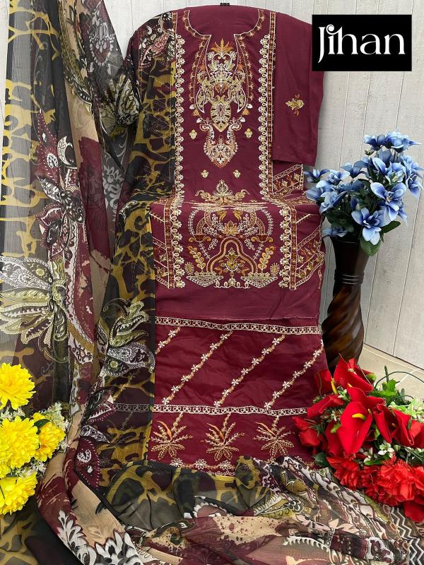 Jihan Riwayat Luxury 3462 Cotton Dupatta Pakistani Suit Wholesale Catalog