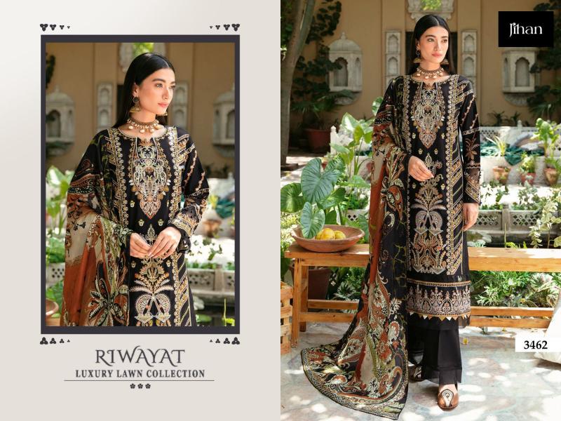 Jihan Riwayat Luxury 3462 Cotton Dupatta Pakistani Suit Wholesale Catalog