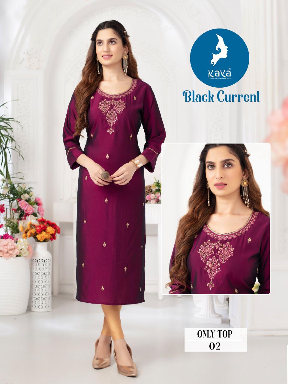 Kaya Black Current lades kurti in india Wholesale Catalog 