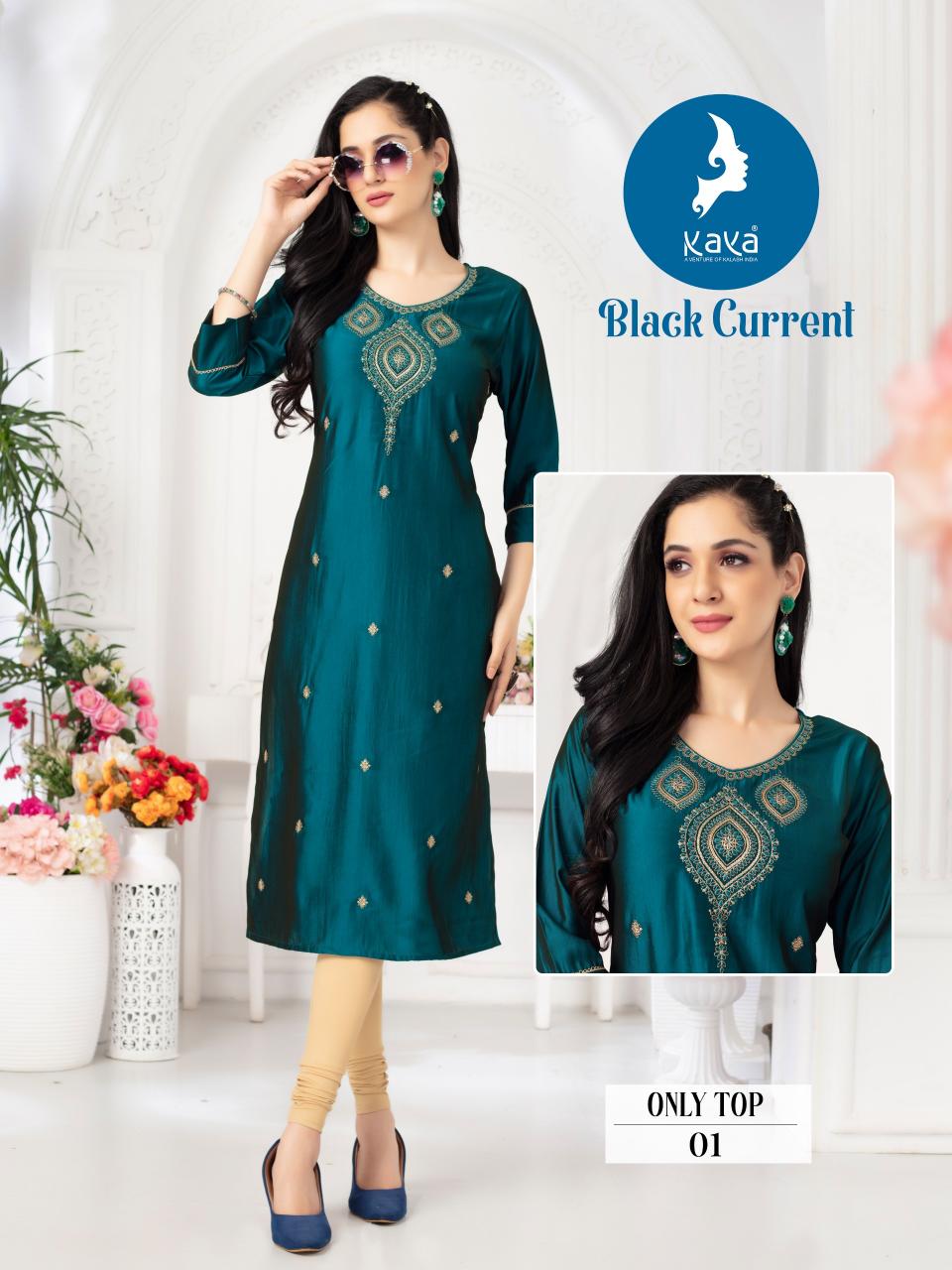 Kaya Black Current lades kurti in india Wholesale Catalog 