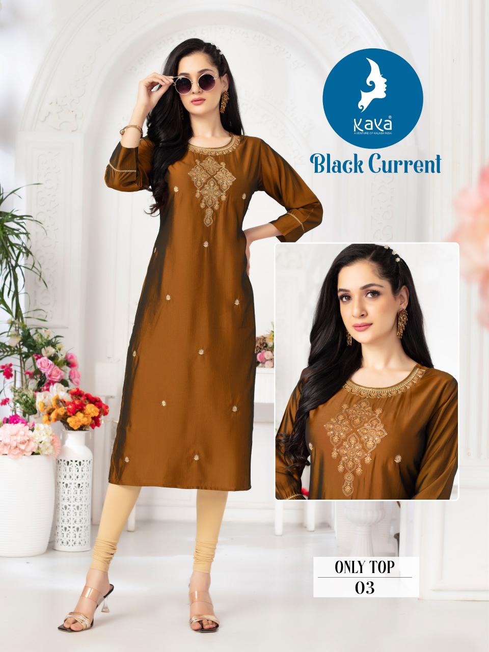 Kaya Black Current lades kurti in india Wholesale Catalog 