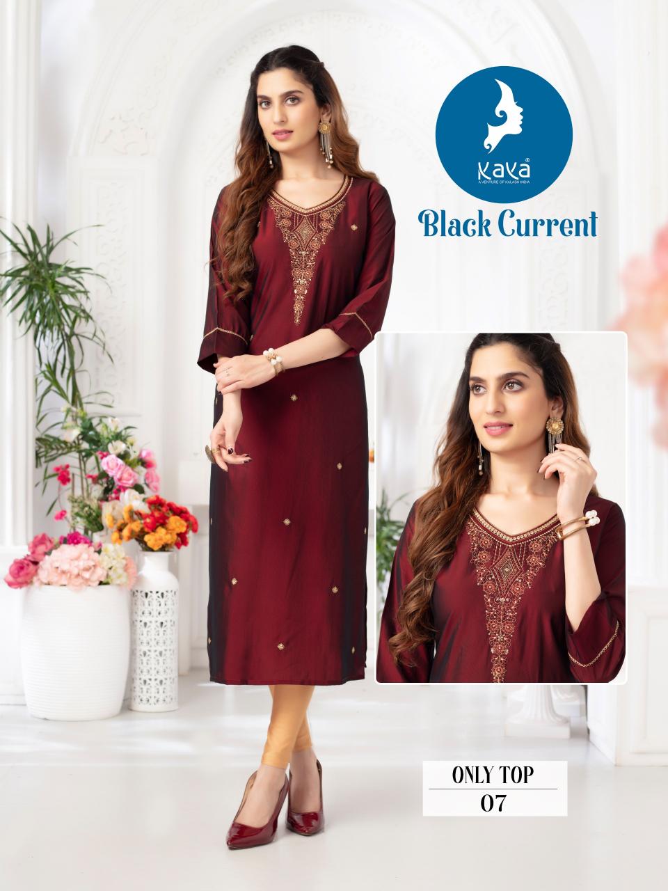 Kaya Black Current lades kurti in india Wholesale Catalog 