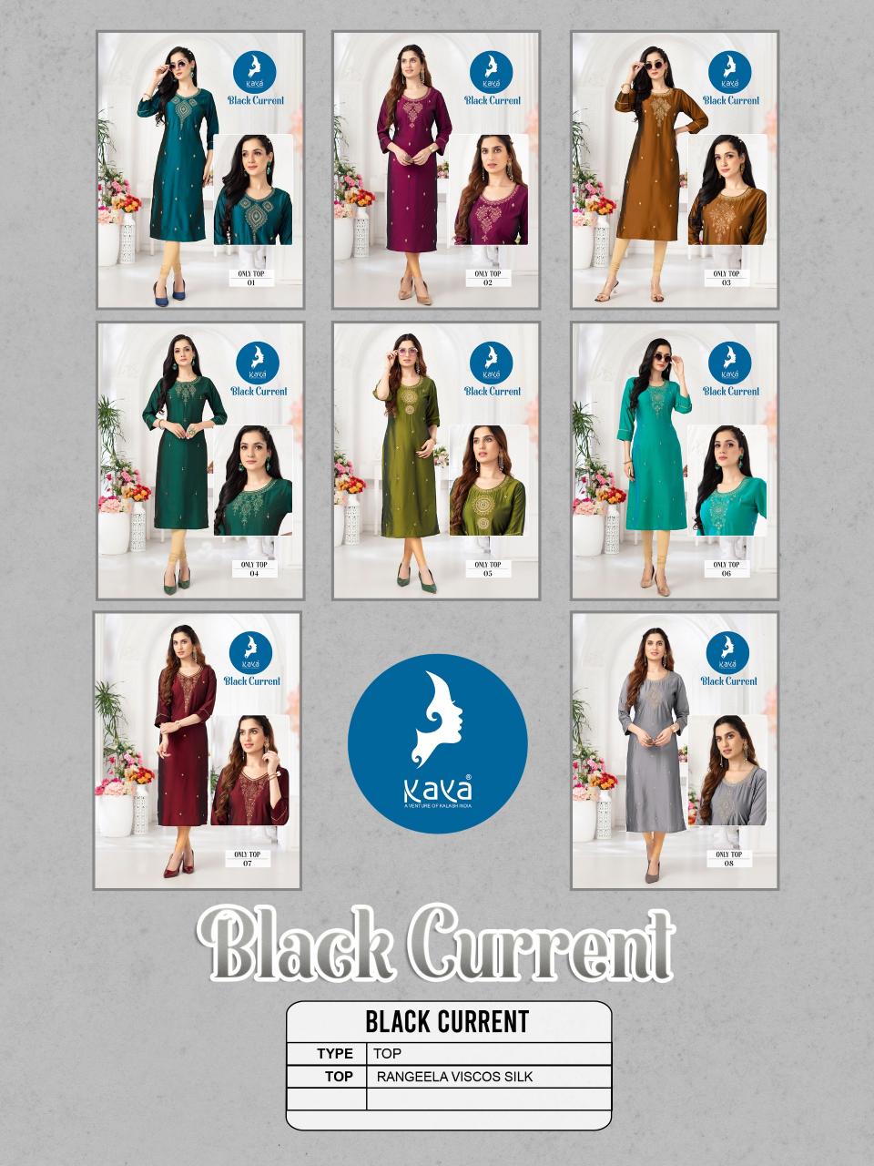 Kaya Black Current lades kurti in india Wholesale Catalog 