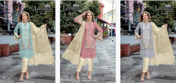 Laxuria Trendz 1416 Georgette pakistani suits supplier in surat Wholesale Catalog