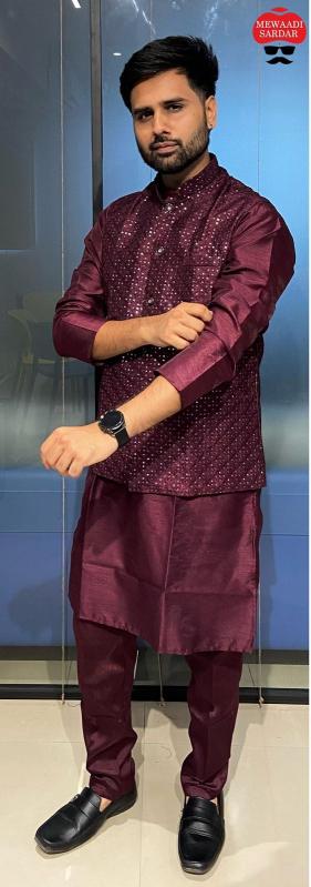 Manyavar 5.0 Banglori Silk Kurta Pyjama With Koti Wholesale Catalog