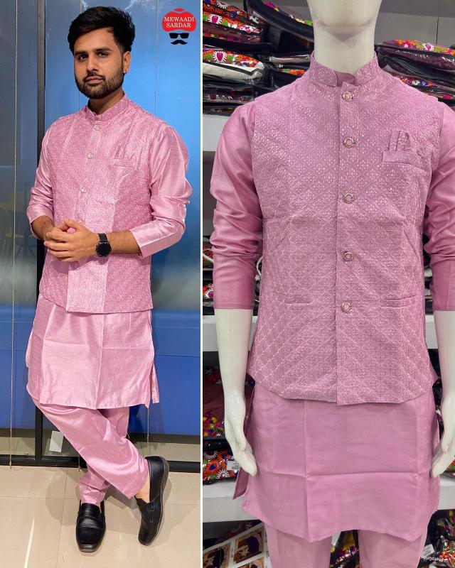 Manyavar 5.0 Banglori Silk Kurta Pyjama With Koti Wholesale Catalog