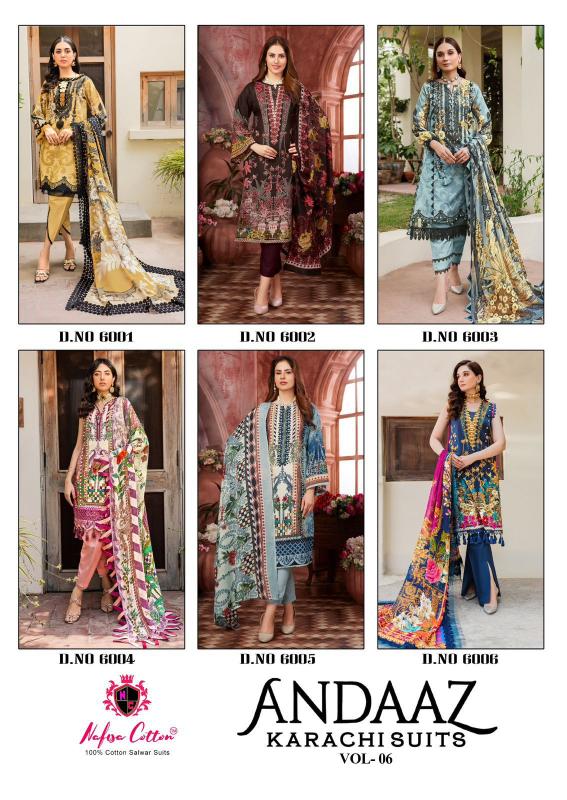 Nafisa Andaaz Vol 6 Cotton Dress Material Wholesale Catalog