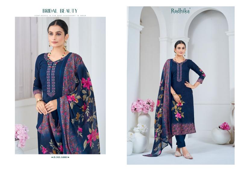 Radhika Azara Fulkari Cotton Printed Dress Material Wholesale catalog