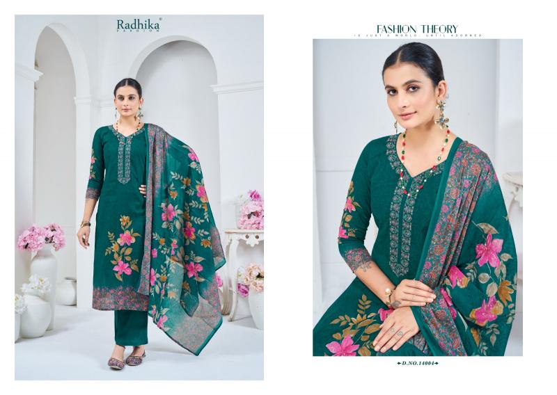 Radhika Azara Fulkari Cotton Printed Dress Material Wholesale catalog
