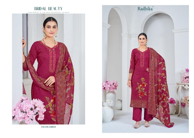 Radhika Azara Fulkari Cotton Printed Dress Material Wholesale catalog