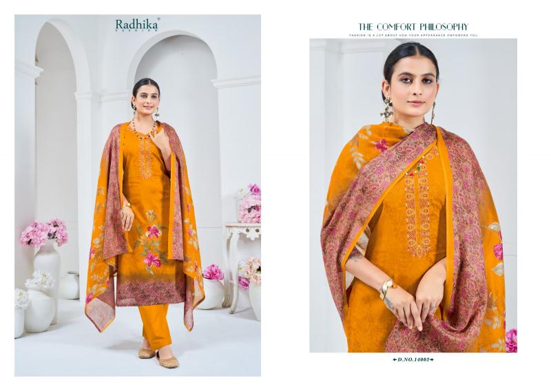 Radhika Azara Fulkari Cotton Printed Dress Material Wholesale catalog