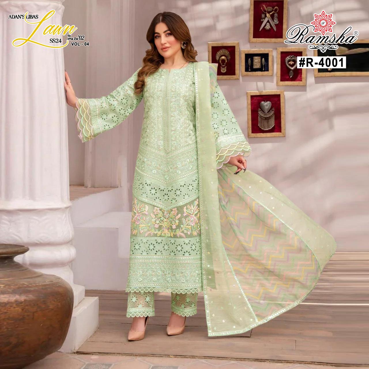 Ramsha Adan Libas Vol 4 Embroidered Ready Made Pakistani Suits Wholesale Catalog
