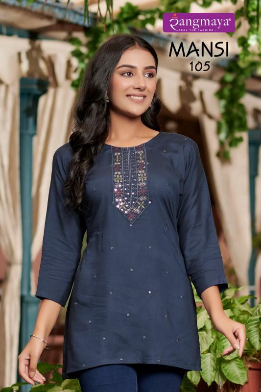Rangmaya Mansi Rayon Fancy Short Kurti Top Wholesale Catalog