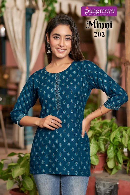 Rangmaya Minni Vol 2 Rayon Designer Short Kurti Top Wholesale Catalog