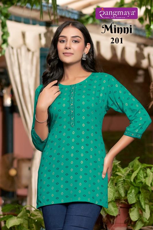 Rangmaya Minni Vol 2 Rayon Designer Short Kurti Top Wholesale Catalog