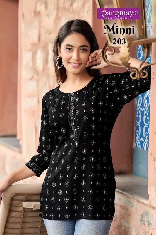 Rangmaya Minni Vol 2 Rayon Designer Short Kurti Top Wholesale Catalog