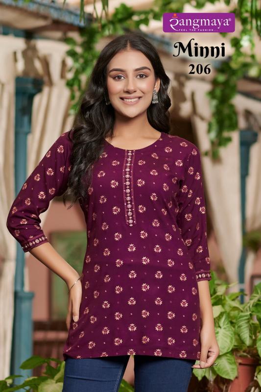 Rangmaya Minni Vol 2 Rayon Designer Short Kurti Top Wholesale Catalog