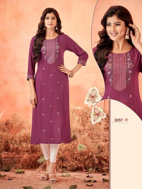 Sabella D no.3057 To 3062 Rayon Weaving Kurti Wholesale Catalog