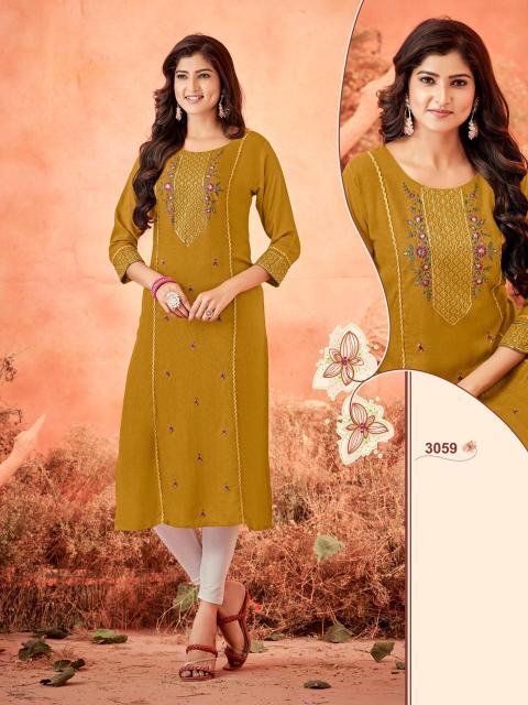 Sabella D no.3057 To 3062 Rayon Weaving Kurti Wholesale Catalog