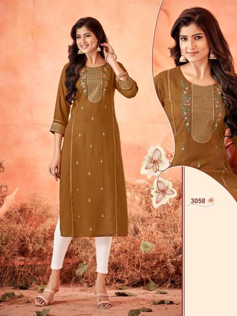 Sabella D no.3057 To 3062 Rayon Weaving Kurti Wholesale Catalog