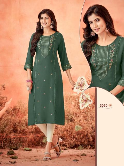 Sabella D no.3057 To 3062 Rayon Weaving Kurti Wholesale Catalog