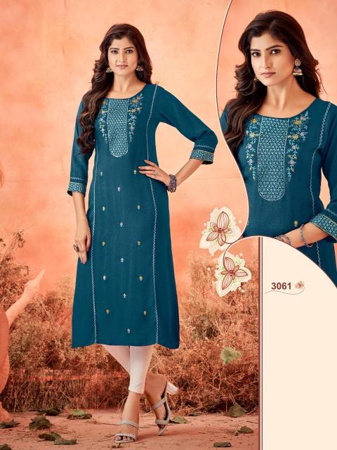 Sabella D no.3057 To 3062 Rayon Weaving Kurti Wholesale Catalog