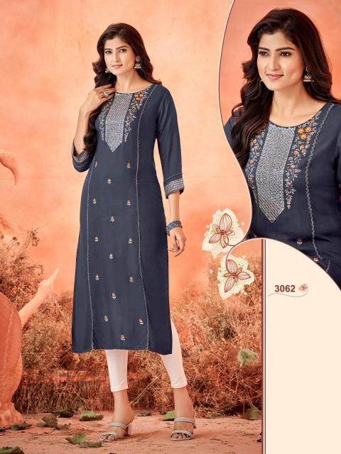 Sabella D no.3057 To 3062 Rayon Weaving Kurti Wholesale Catalog
