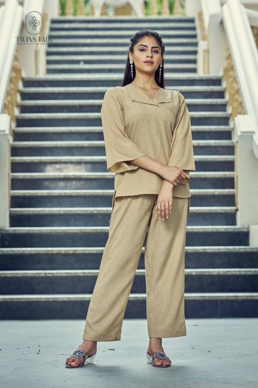 Sabella D no - SW200 Khakhi ( Cream ) Co Ord Set Wholesale Catalog