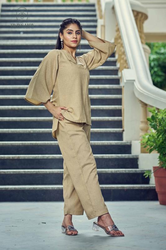 Sabella D no - SW200 Khakhi ( Cream ) Co Ord Set Wholesale Catalog