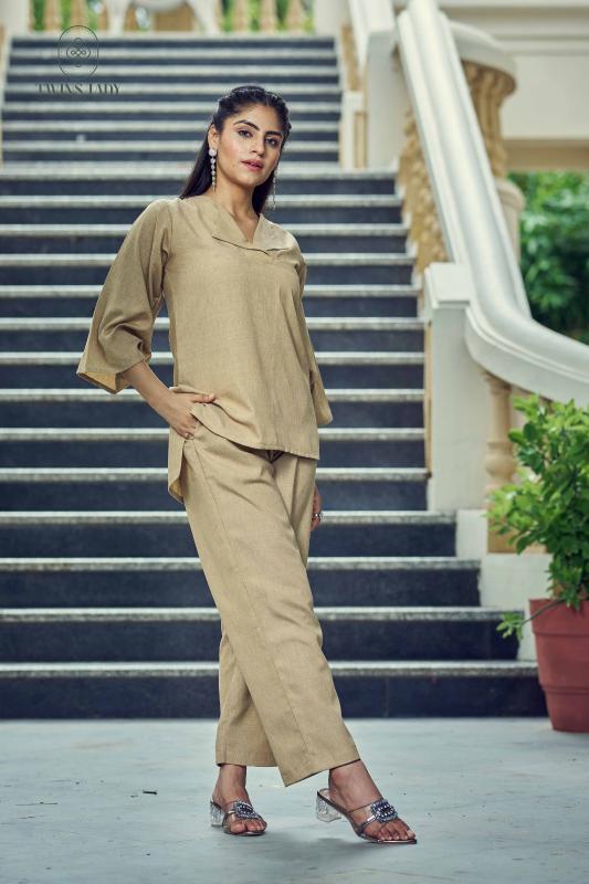 Sabella D no - SW200 Khakhi ( Cream ) Co Ord Set Wholesale Catalog