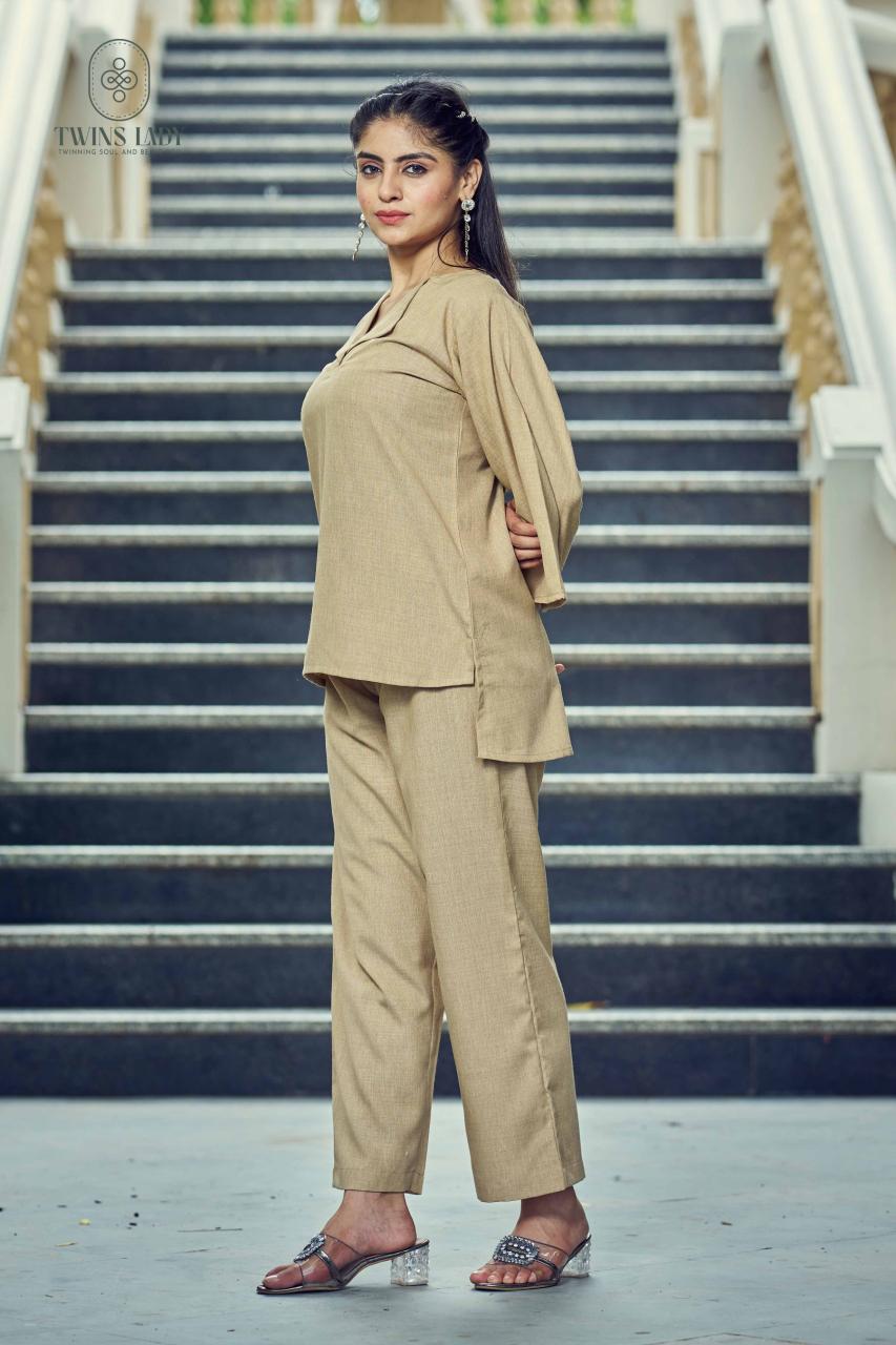 Sabella D no - SW200 Khakhi ( Cream ) Co Ord Set Wholesale Catalog