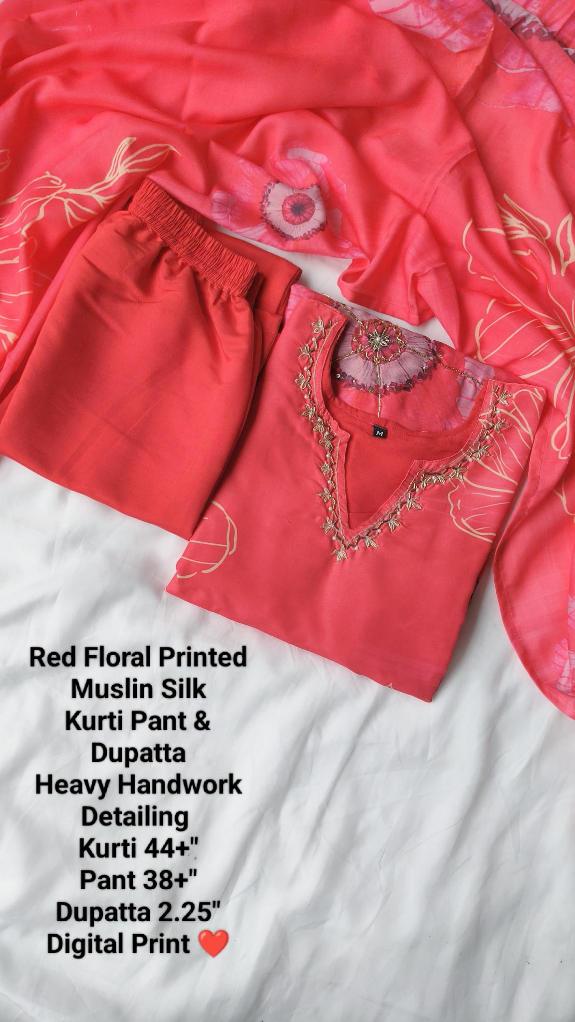 Sabella Karwachauth Special Red Floral Printed Kurti Wholesale catalog