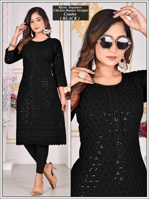 Sabella Rayon Chikan Design Straight Vol 1 Kurti Wholesale Catalog 