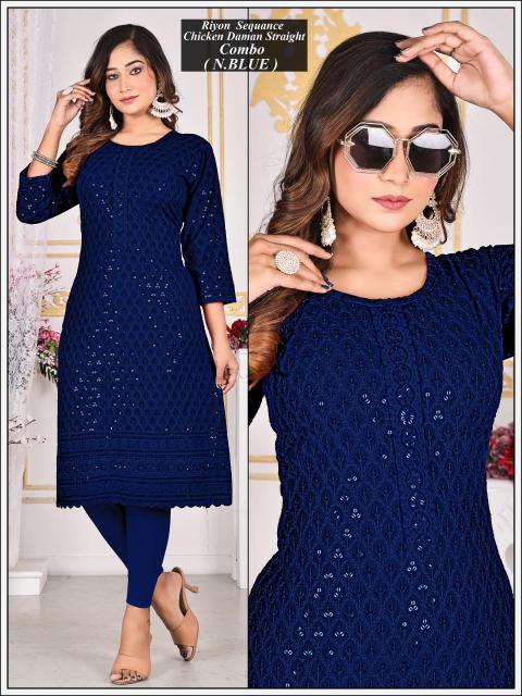 Sabella Rayon Chikan Design Straight Vol 1 Kurti Wholesale Catalog 