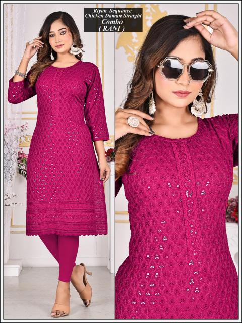 Sabella Rayon Chikan Design Straight Vol 1 Kurti Wholesale Catalog 