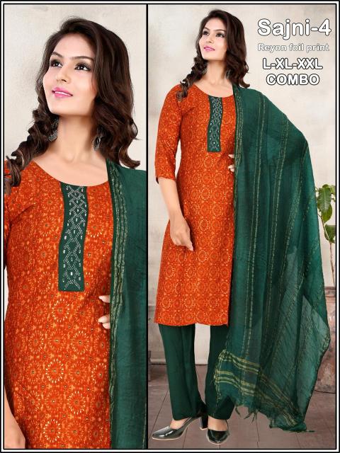 Sajni Heavy Rayon Foil Print Kurti Wholesale Catalog