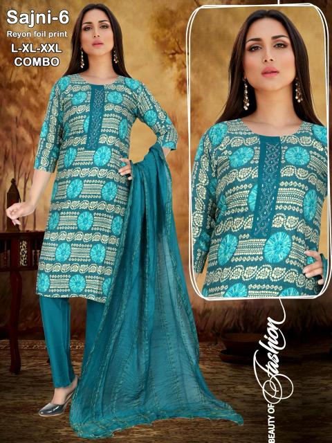 Sajni Heavy Rayon Foil Print Kurti Wholesale Catalog