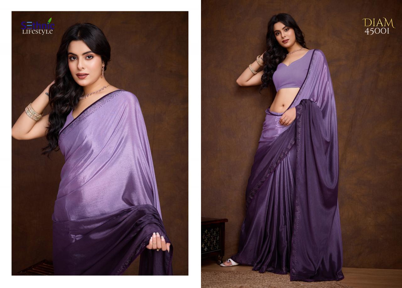 Sethnic Diam Shaded Chinon Fancy Saree Wholesale Catalog