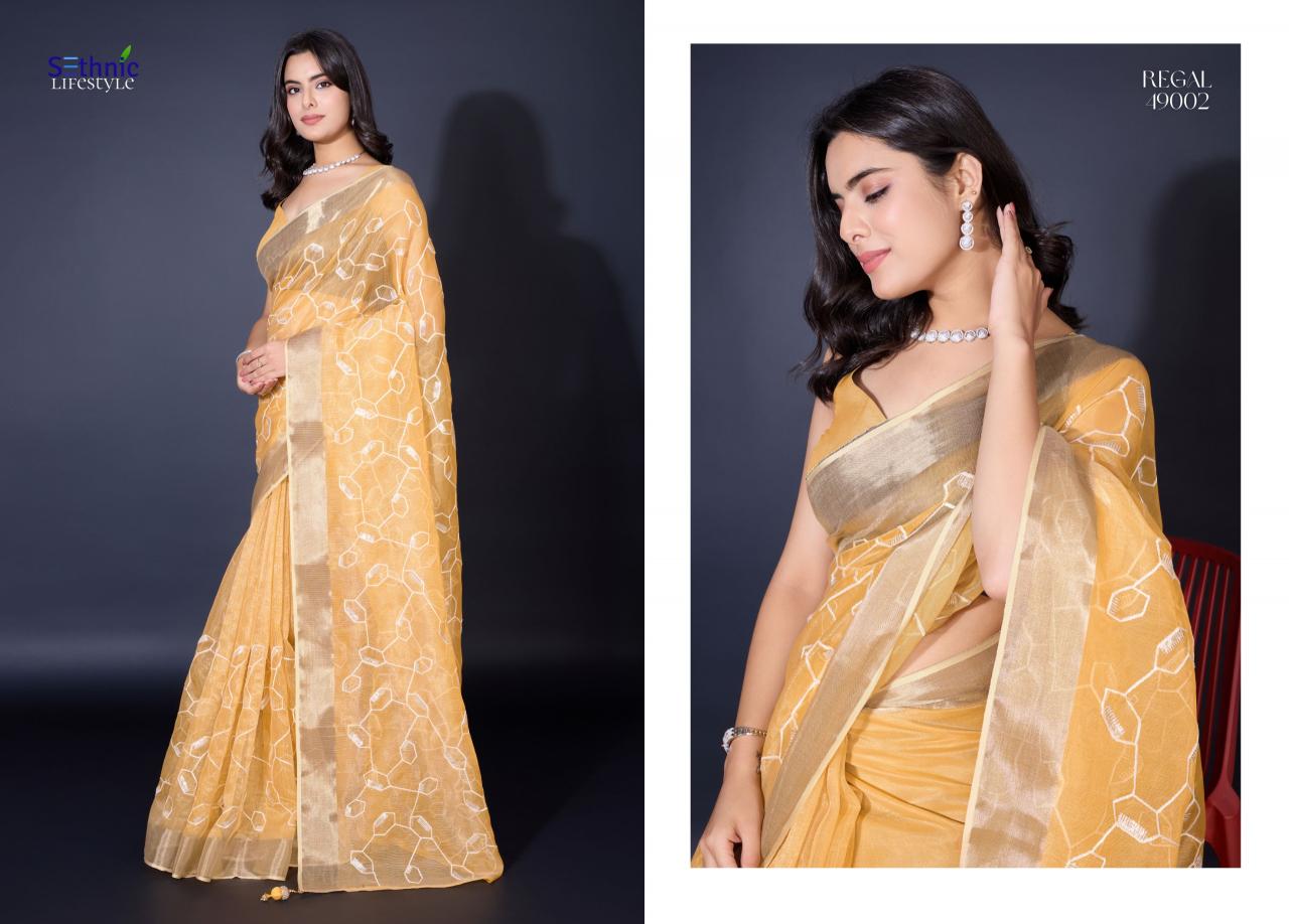 Sethnic Regal Gold Spun Fancy Saree Wholesale catalog