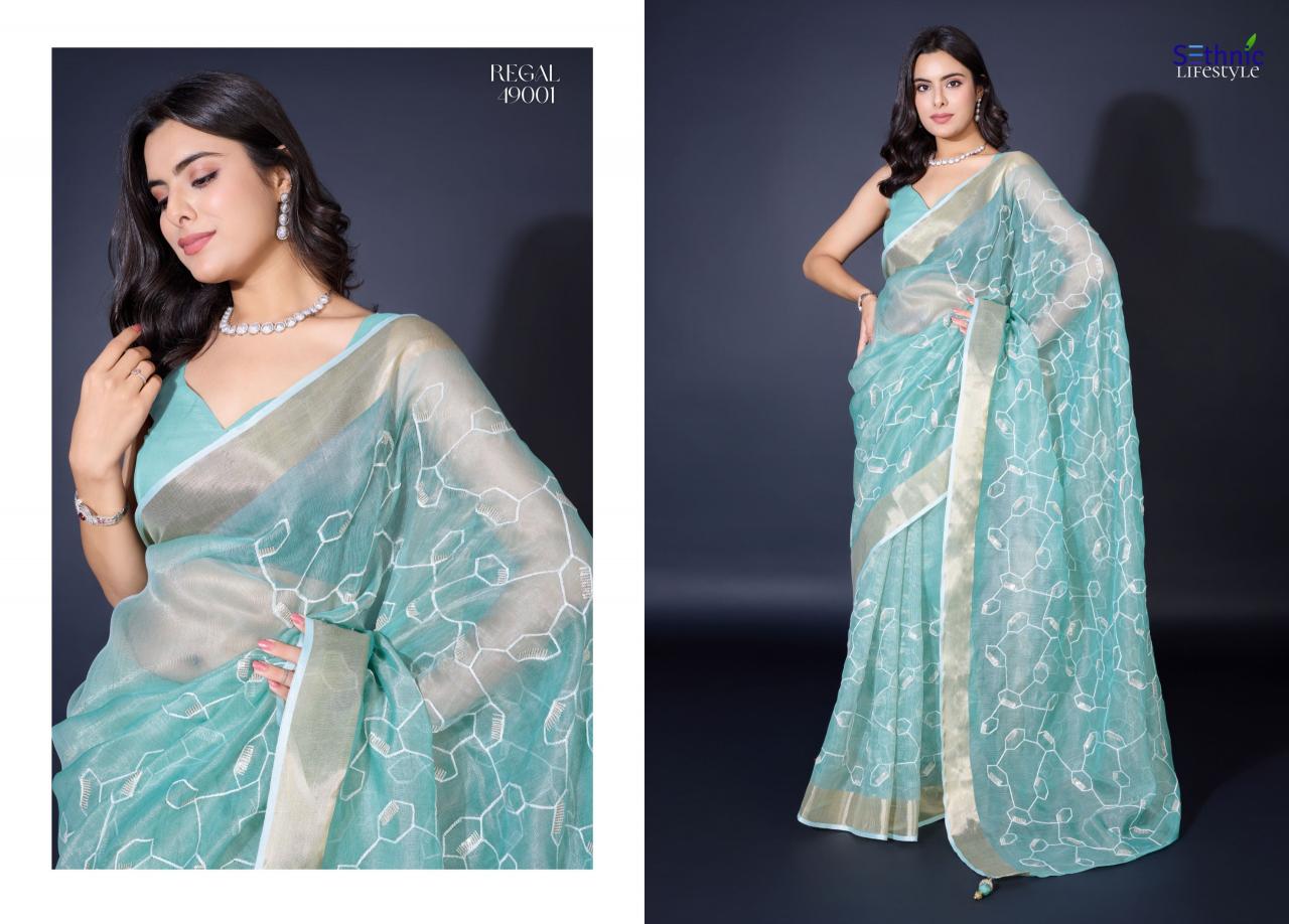 Sethnic Regal Gold Spun Fancy Saree Wholesale catalog