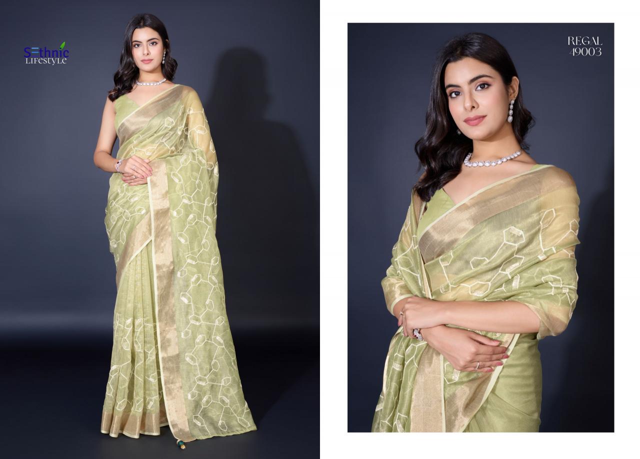 Sethnic Regal Gold Spun Fancy Saree Wholesale catalog