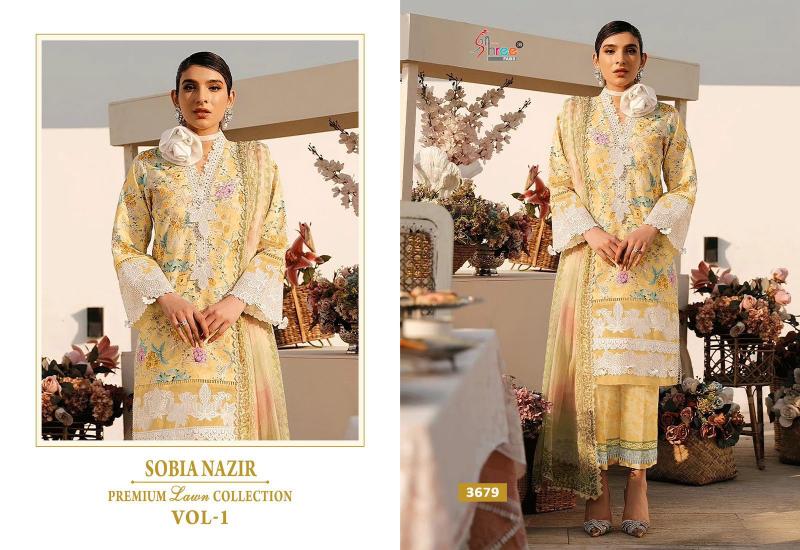 Shree Sobia Nazir Premium Lawn Collection Vol 1 Chiffon Dupatta Salwar Kameez Wholesale Catalog