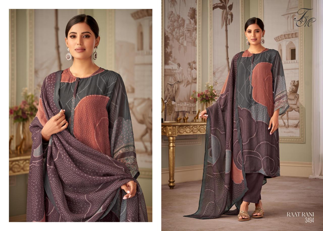 T&M Raat Rani Organza Silk Digital Printed Salwar Kameez Wholesale Catalog