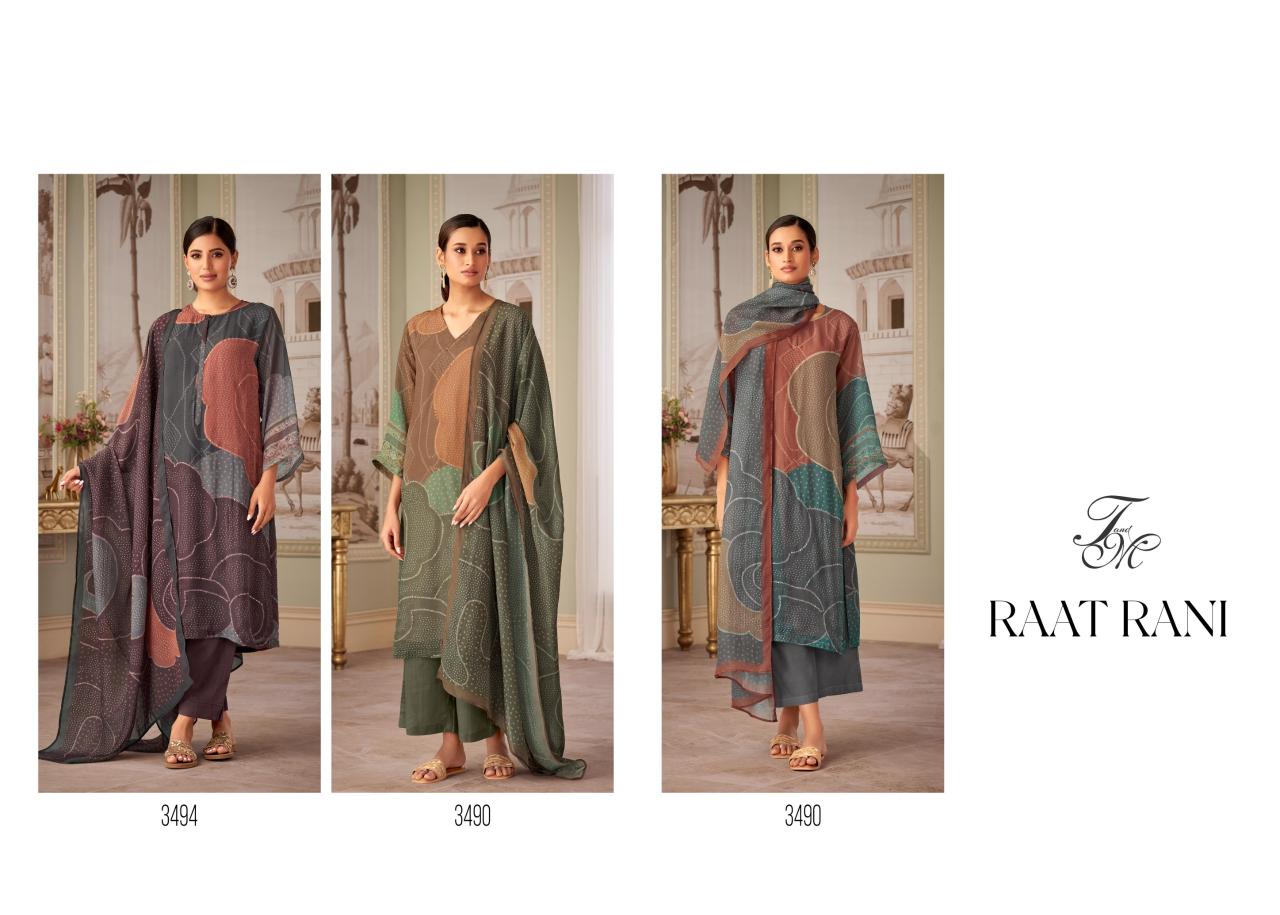 T&M Raat Rani Organza Silk Digital Printed Salwar Kameez Wholesale Catalog
