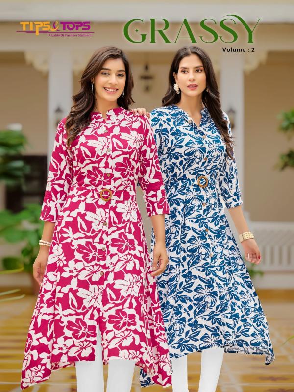 Tips & Tops Grassy Vol 2 Rayon Printed Kurti Wholesale Catalog