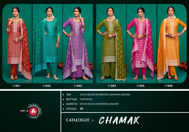 Triple Aaa Chamak Dress Material Wholesale Catalog