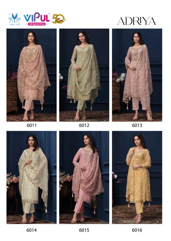 VIPUL ADRIYA Organza Chiffon With Embroidered Work Salwar Kameez Wholesale Catalog